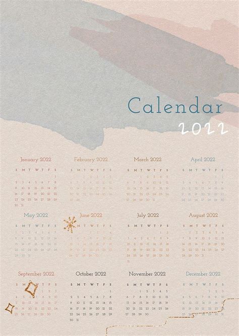 Watercolor 2022 Monthly Calendar Template Free Vector Template