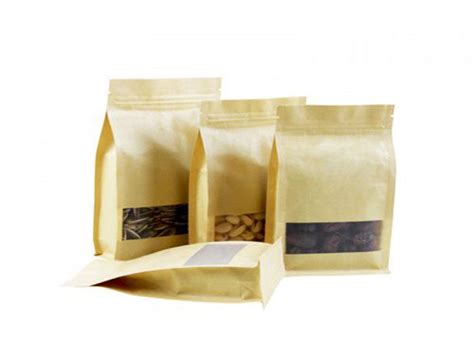 High Barrier Resealable Kraft Bags Kraft Stand Up Pouches With Window