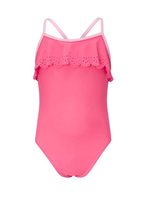 John Lewis And Partners Girls Ruffle Cutout Swimsuit Pink At John Lewis