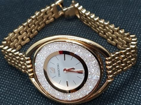 Sat Swarovski Crystalline Oval Rose Gold Tone Bracelet Watch 5200341