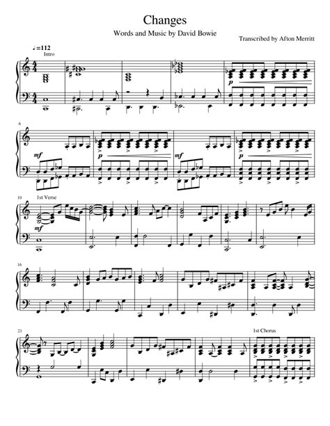 20000+ noten für alle instrumente und ensembles zum direkten download stehen in unserem kostenlosen notenkatalog zur verfügung. Changes- David Bowie Sheet music for Piano (Solo ...