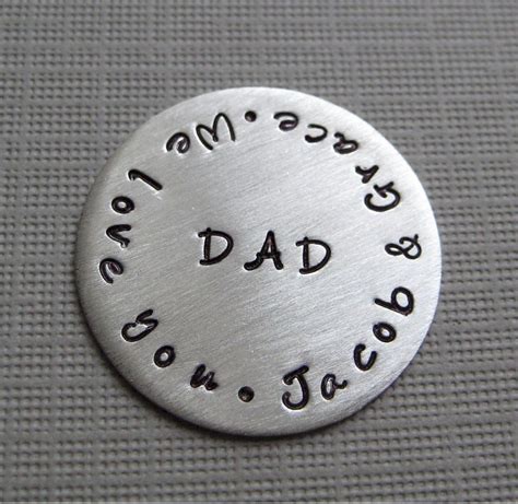 Personalized Golf Ball Marker Hand Stamped Sterling Silver