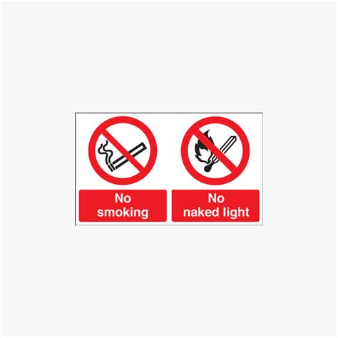 No Smoking No Naked Light Self Adhesive Signs Mm X Mm Safety Sign UK