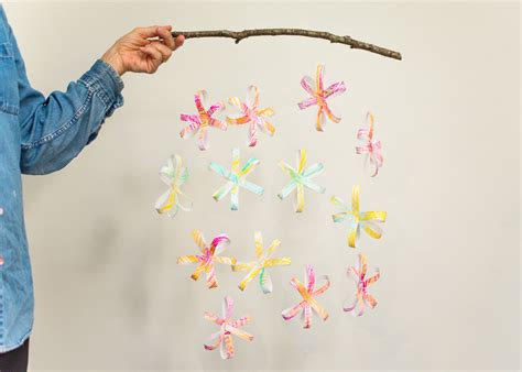 Easy Crafts For Kids Paper Flower Mobile Board And Brush