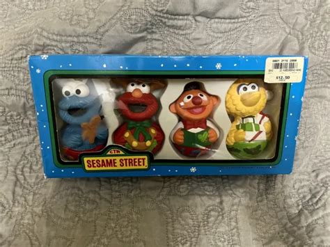 Vintage Sesame Street Ornaments In Original Box By Kurt Adler 2500