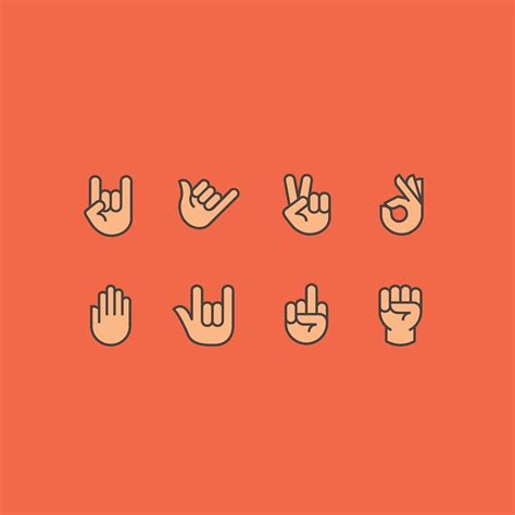 Hand Gestures Created For Flaticons Line Illustration Illustrations
