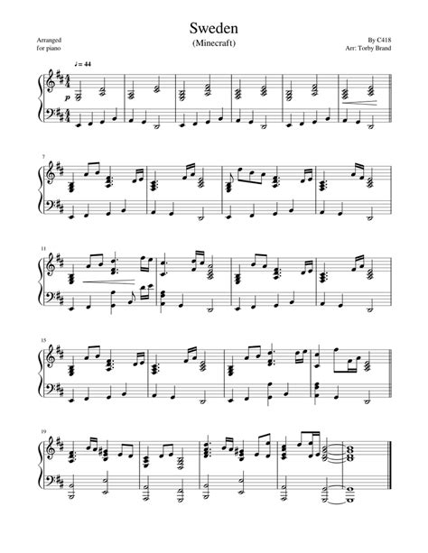 The letter notes sheets posted on this blog are aimed at beginner musicians, most of them are simplified versions of the original songs, in order to make it easier to play. Sweden (Minecraft) - piano tutorial
