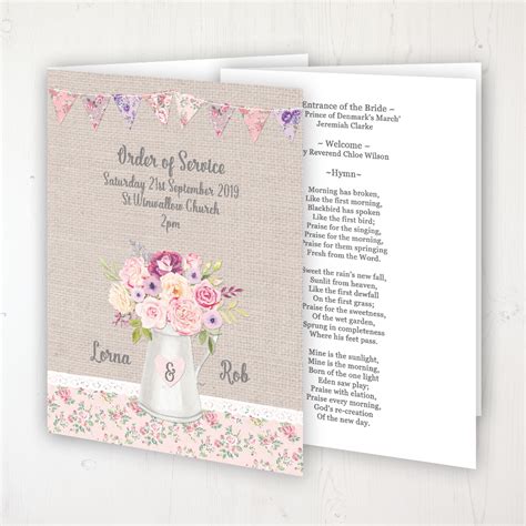 Floral Blooms Order Of Service Booklet Sarah Wants Stationery