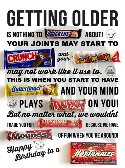 Printable Getting Older Candy Bar Poster Sign 50th 60th 70th 80th