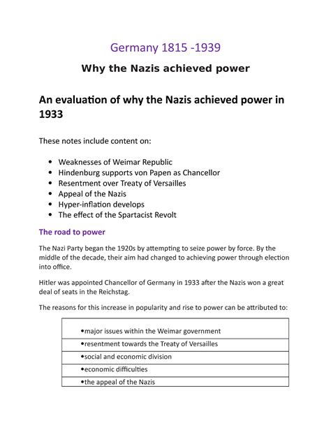 Why The Nazis Achieved Power Germany Why The Nazis