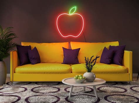 Apple Neon Sign Apple Led Sign Apple Light Sign Apple Wall Etsy