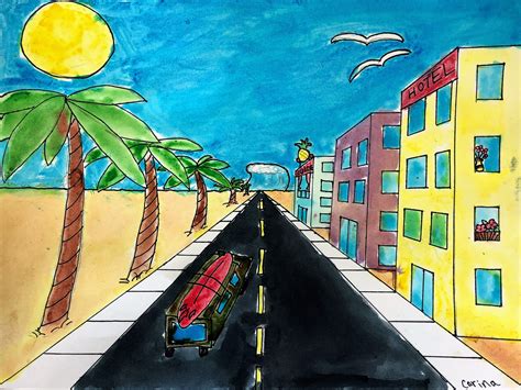 One Point Perspective City Art Lesson For Kids Leah Newton Art One