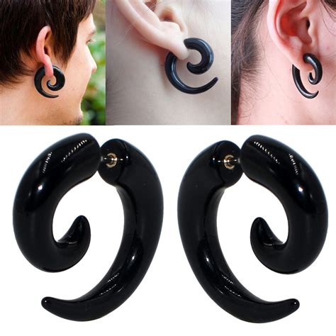 1 Pair Acrylic Fake Ear Spiral Gauges Ear Plugs Earrings Lobe Piercing