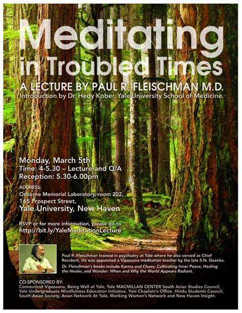 Meditating In Troubling Times 4th Annual Lecture By Paul Fleischman