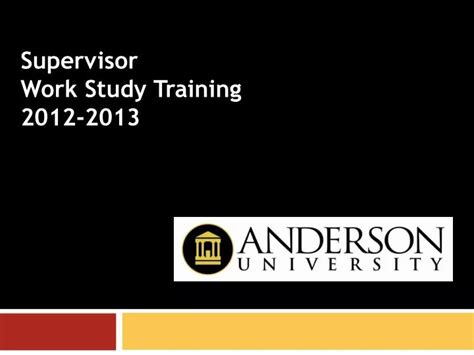 Ppt Supervisor Work Study Training 2012 2013 Powerpoint Presentation