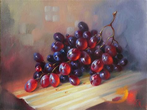 Still Life With Grapes Still Life Oil On Canvas Fruit Art Etsy In