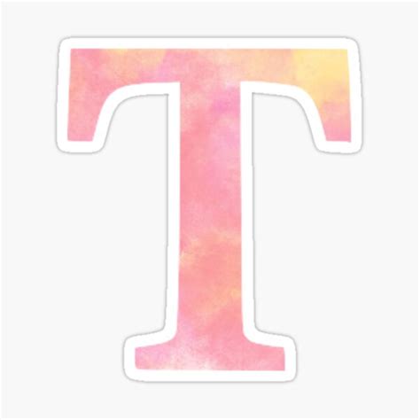 The Letter T Orange And Pink Design Sticker For Sale By