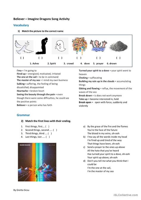 Believer Imagine Dragons Song Actv English Esl Worksheets Pdf And Doc