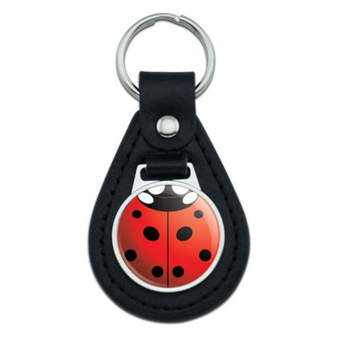 Lady Bug Ladybug Insect Black Leather Keychain Ebay
