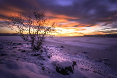 Wallpaper Sunlight Sunset Sea Lake Reflection Sky Snow Winter