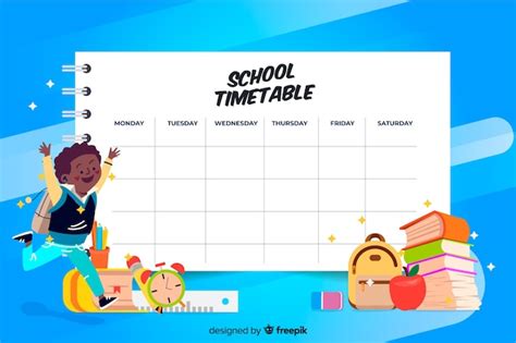 Free Vector Colorful School Timetable Template Flat Design
