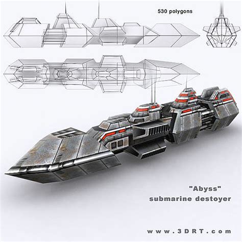 3d Model 3drt Sci Fi Naval Vessel Abyss Vr Ar Low Poly Cgtrader