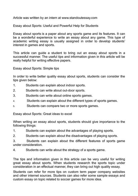 Essay Topics Sports And Games