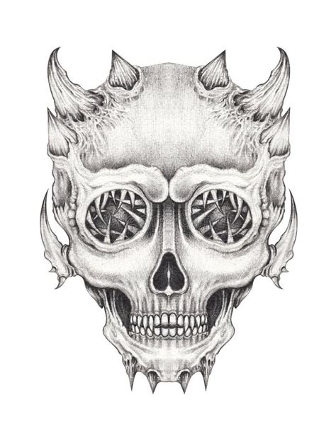 Art Devil Skull Tattoo Stock Illustration Illustration Of Cranium