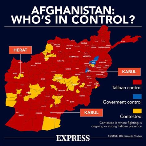 Afghanistan Taliban Controlled Area Map Afghanistan Taliban Taliban