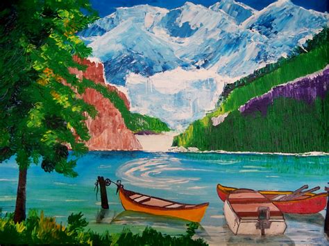 Lake Louise Acrylic On Canvas 14 X 12 Painting Lake Louise Art
