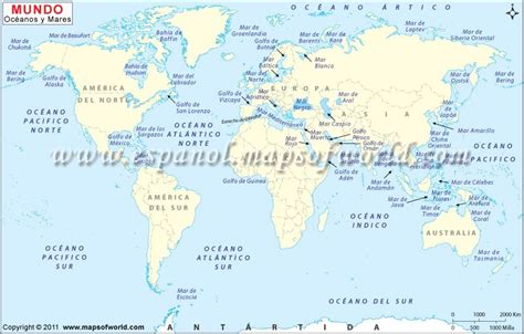 Mapa De Mundo Marino Oceanos Del Mundo Oceans Of The World World