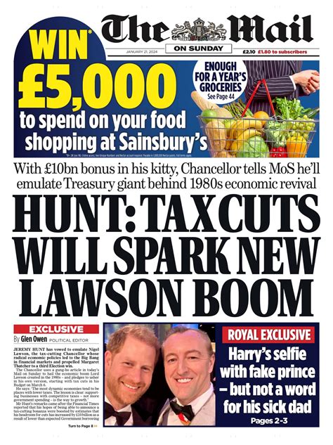 Mail On Sunday Front Page St Of January Tomorrow S Papers Today