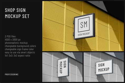Shop Sign Mockup Set On Yellow Images Creative Store