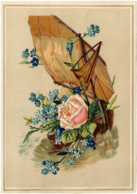 Antique Nautical Floral Image The Graphics Fairy