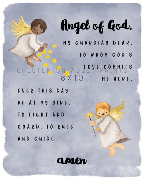 Childrens Guardian Angel Prayer Print Etsy