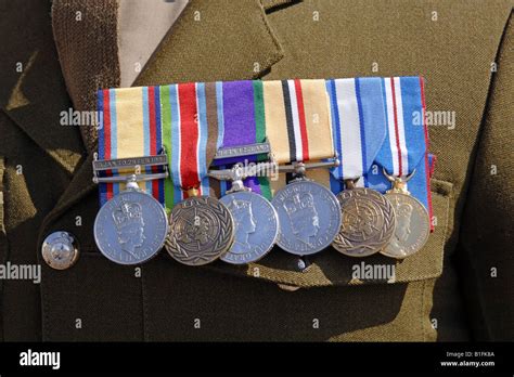 Group Of Medals On The Chest Of A British Soldier Stock Photo Alamy