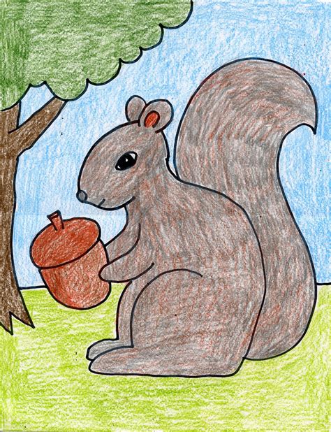 Easy, step by step how to draw easy drawing tutorials for kids. Draw a Squirrel - Art Projects for Kids