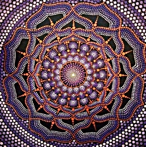 Dotted Mandala Painting Dot Mandala Mandala Painting Purple Etsy