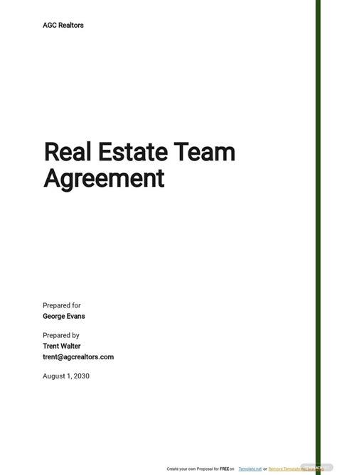 Real Estate Team Contract Template