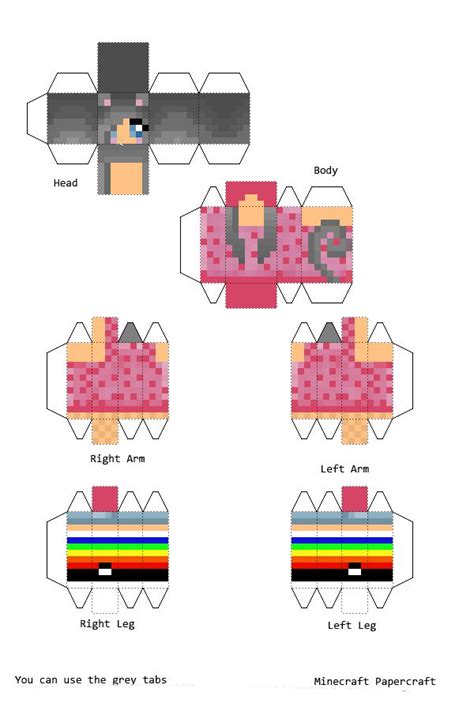 Papercraft Nyan Cat Girl Minecraft Printables Paper Crafts Nyan Cat