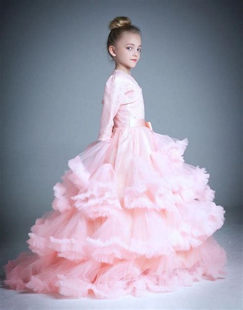 Beautiful Pink Ball Gown Flower Girl Dress 2017 Wedding Pageant Dress