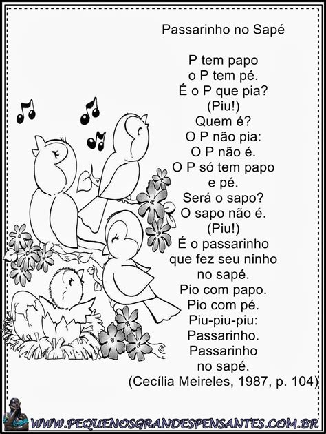 Poesia Passarinho No Sapé Cecília Meireles Poemas Infantil Dia Da