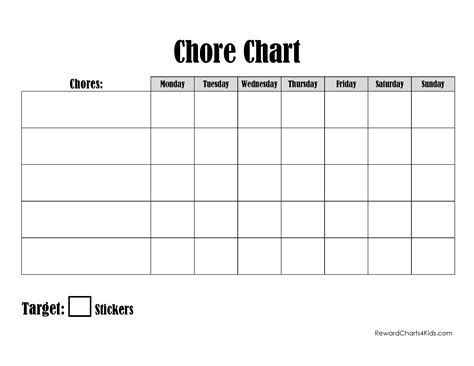 Free Editable Printable Chore Charts With Pictures Printable Templates