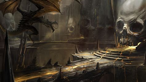 Skull Lava Art Cave A Dragons Dragon Fantasy Dark Skulls Wallpapers Hd Desktop And