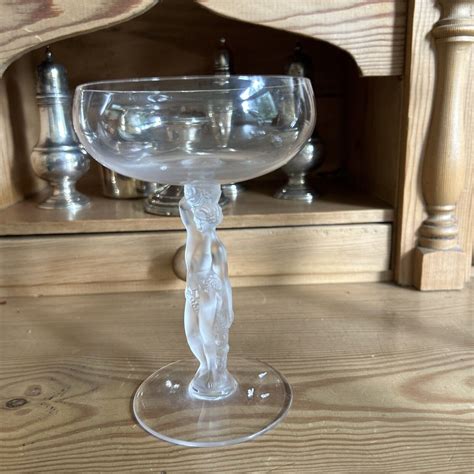 Vintage Bacchus Bayel France Coupe Champagne Frosted Male Nude Stem