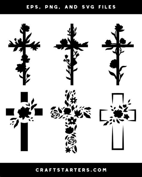Floral Cross Silhouette Clip Art