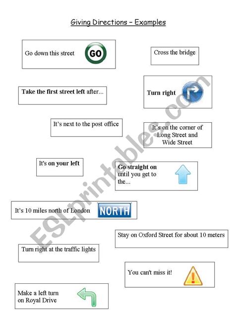 Giving Directions Useful Expressions Esl Worksheet By Arantha