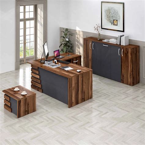 Atlas 71″ Modern Home And Office Furniture Desk Brown And Black Casa Mare