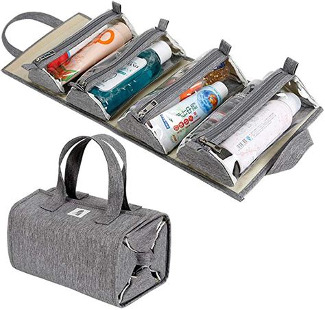 Hanging Roll Up Makeup Bag Toiletry Kit Travel Organizer For Women 4 Removable