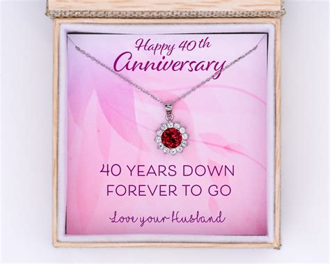 40th Anniversary Ruby Necklace Anniversary T For Wife Etsy